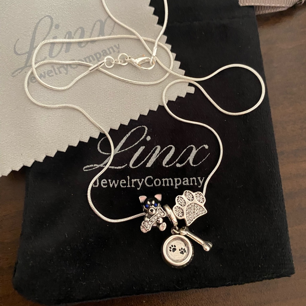 22in Necklace With 3 Linx Husky Dog Charms 925 Sterling Silver 99$